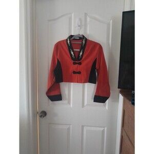 Oriental Women’s Small Orange Jacket With Embroidered Collar. B12